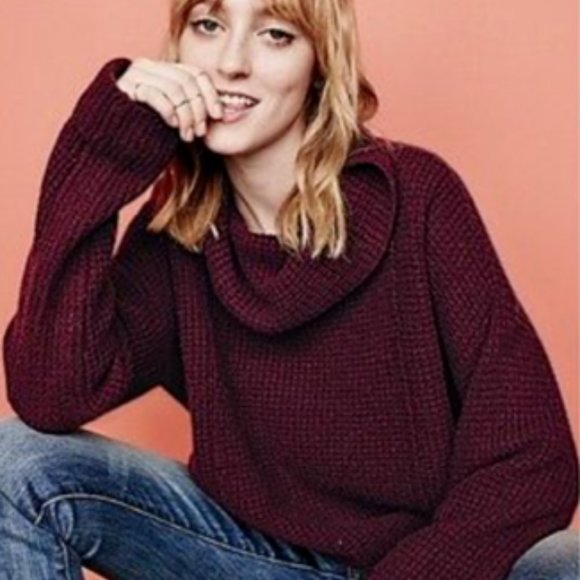 FREE PEOPLE Sidewinder 100% Wool Waffle Knit Oversized Slouchy Chunky Sweater - Picture 10 of 14
